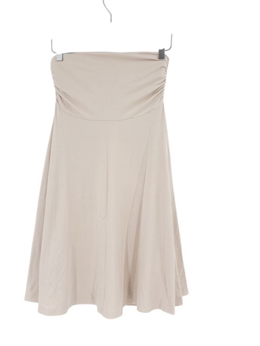 OGL Skirt Size Flowy Side Ruched A-line Midi Skirt Fog Cream Eco-SkinKiss - Picture 9 of 13